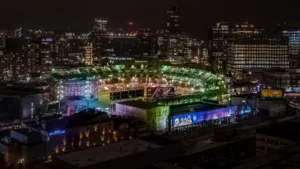 Fenway Park Lights up the Night Sky
